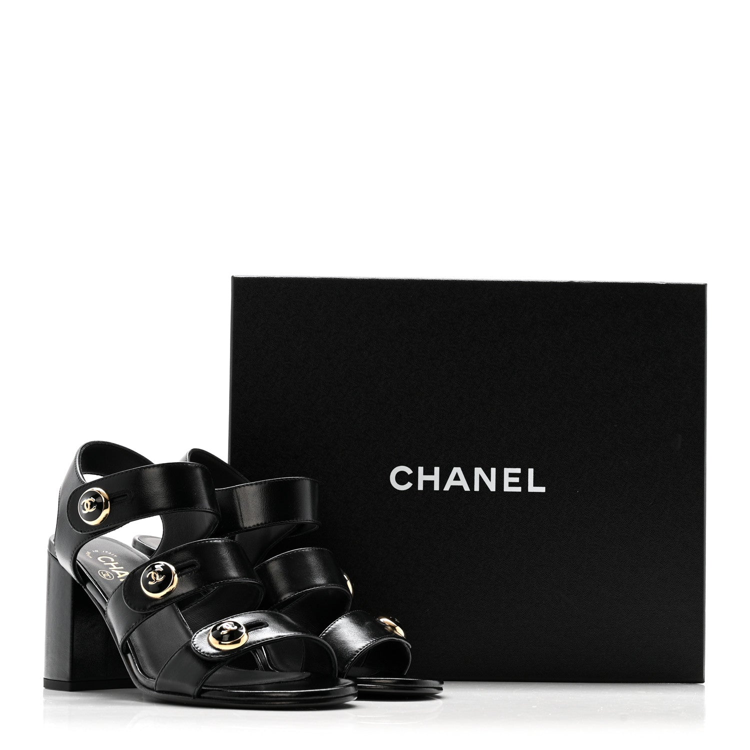 Chanel Shiny Calfskin CC Sandals 37.5 Black 20 of 20