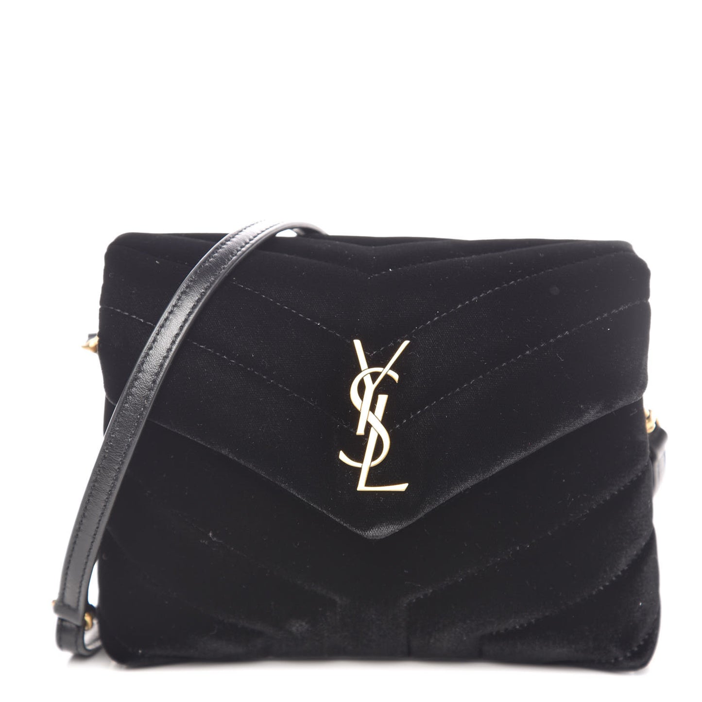 Velvet Y Quilted Monogram Toy Loulou Chain Satchel French Black