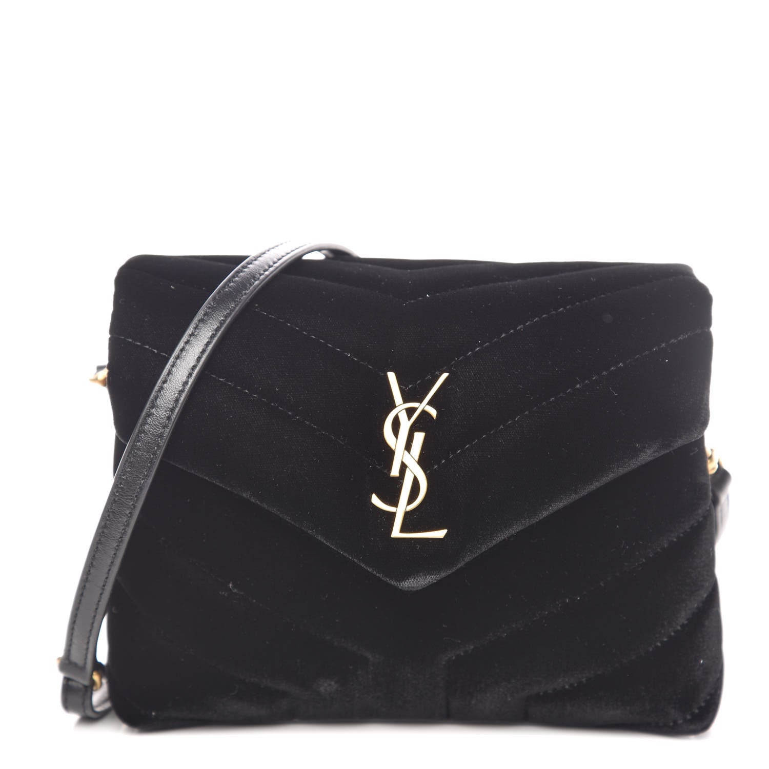 Saint Laurent Velvet Y Quilted Monogram Toy Loulou Chain Satchel French Black 1 of 10