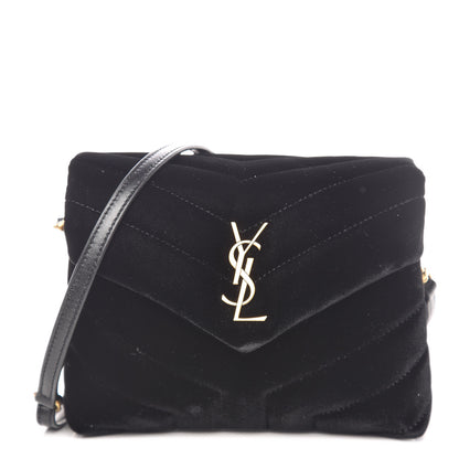 Saint Laurent Velvet Y Quilted Monogram Toy Loulou Chain Satchel French Black 1 of 10