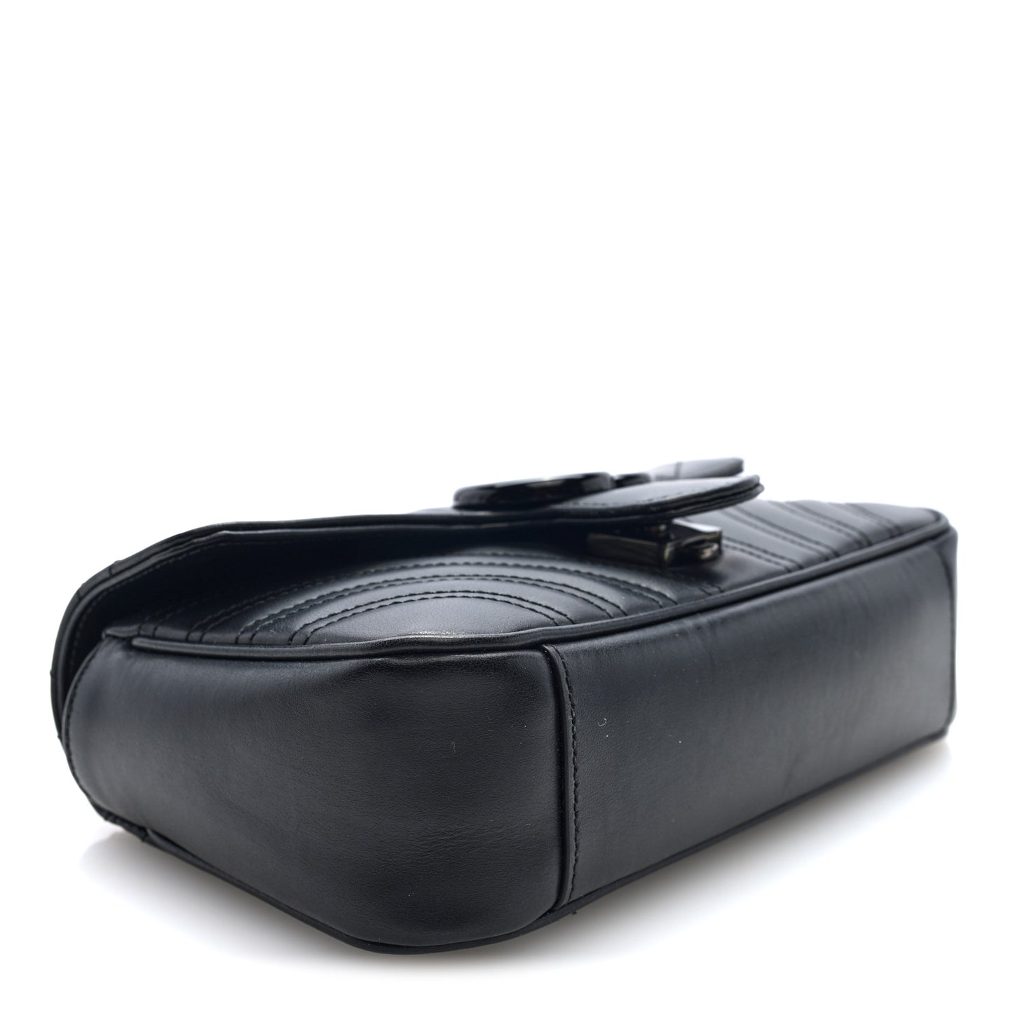 Calfskin Matelasse Monochrome Mini GG Marmont Shoulder Bag Black