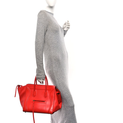 Celine Supple Calfskin Medium Phantom Luggage Vermillion 2 of 10