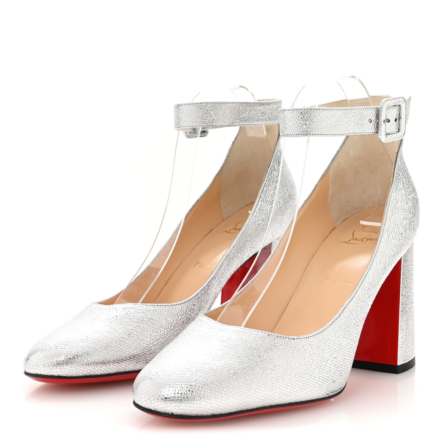 Metallic Textured Calfskin Soval 85 Pumps 40 Silver