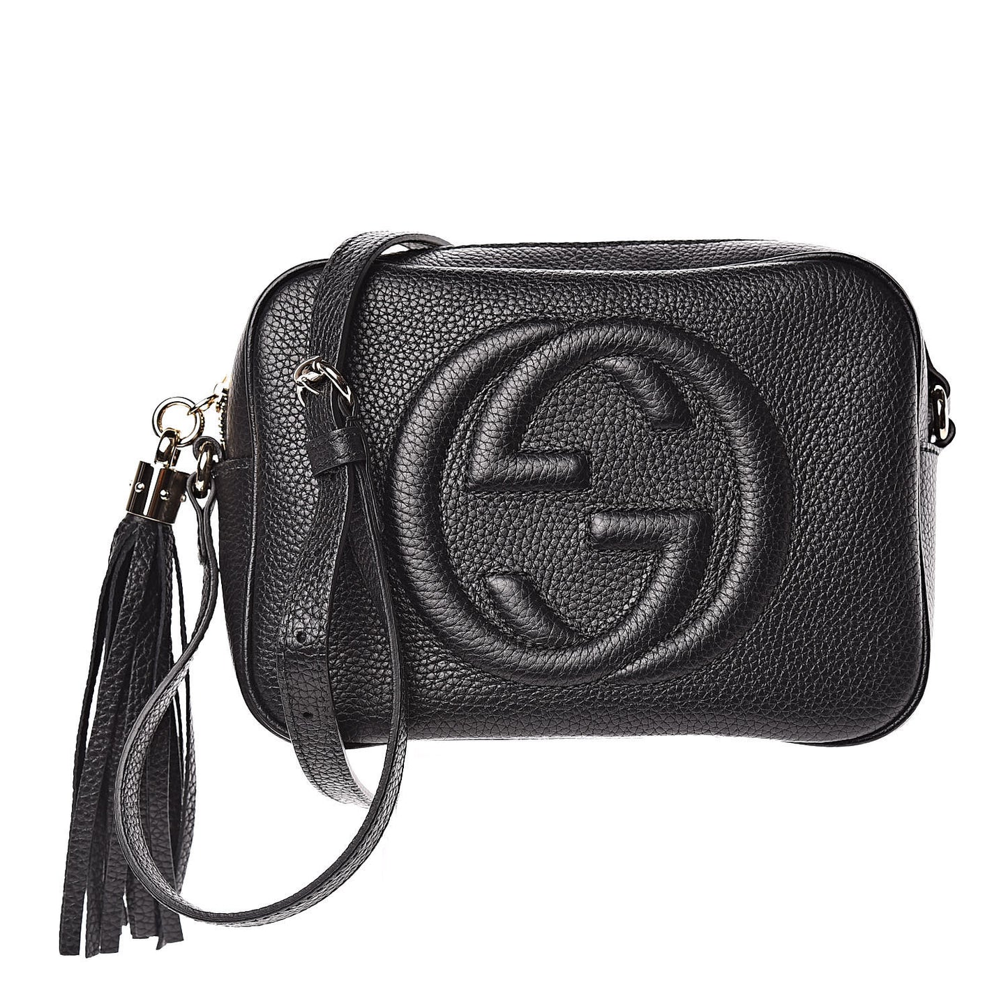 Pebbled Calfskin Small Soho Disco Bag Black