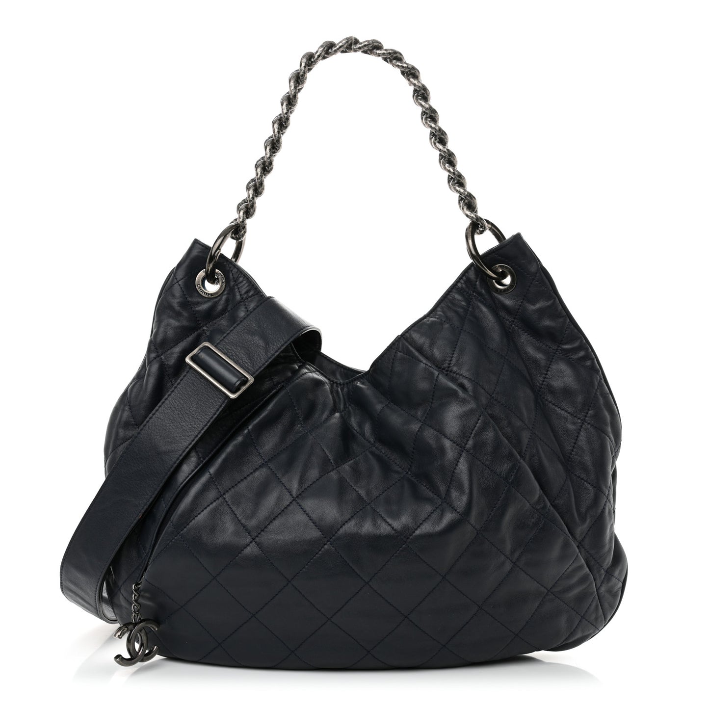 Calfskin Coco Pleats Hobo Dark Blue