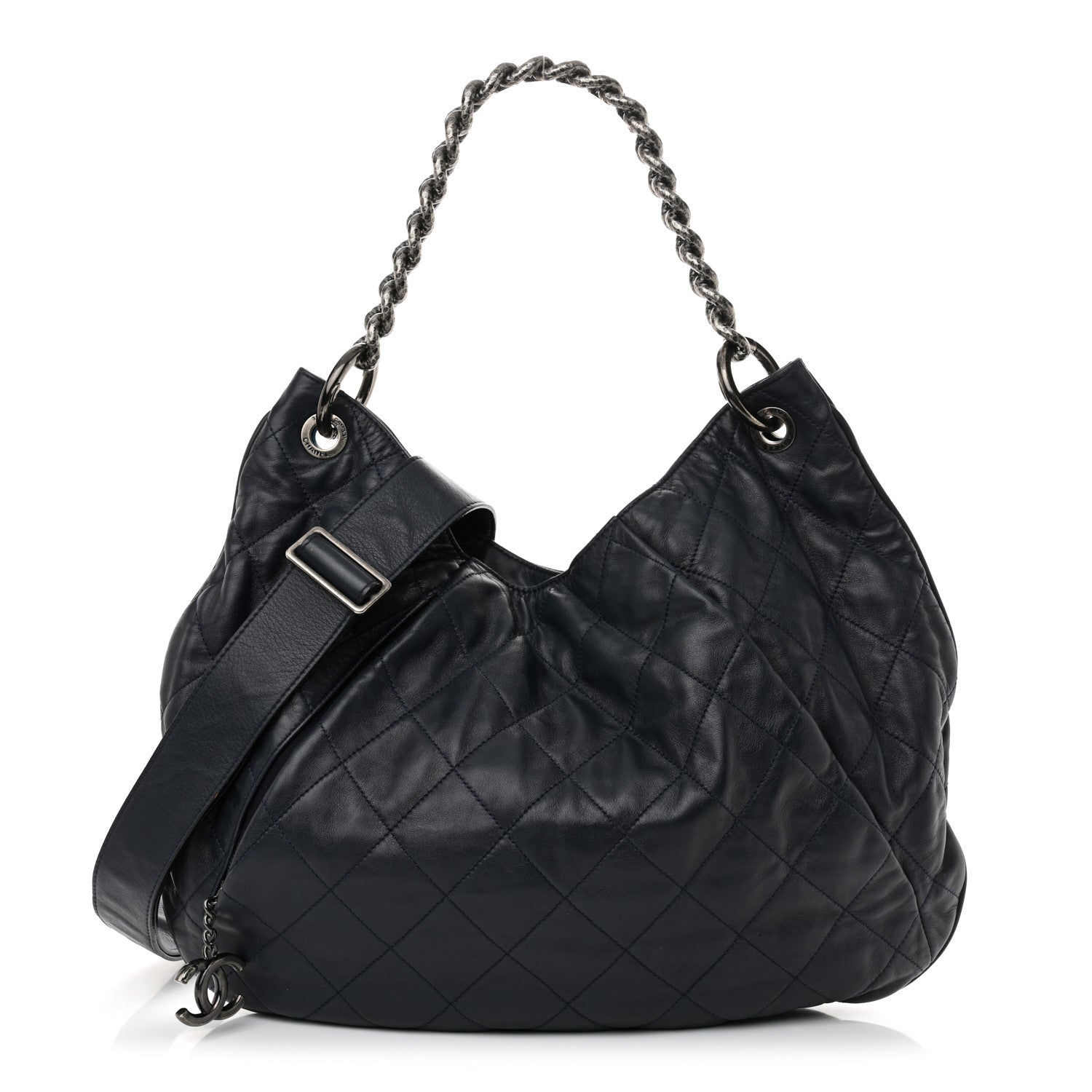 Chanel Calfskin Coco Pleats Hobo Dark Blue 1 of 13