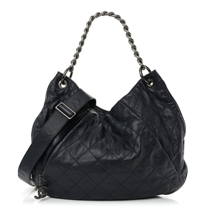Chanel Calfskin Coco Pleats Hobo Dark Blue 1 of 13