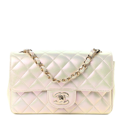 Chanel Iridescent Lambskin Quilted Mini Rectangular Flap Ivory 1 of 9