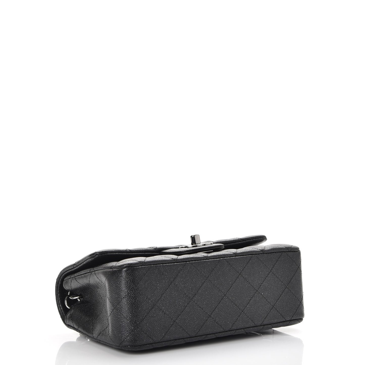 Iridescent Caviar Quilted Mini Rectangular Flap Black