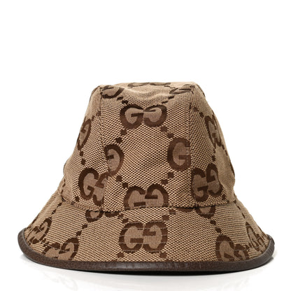 Gucci Monogram Jumbo GG Bucket Hat L Camel Ebony New Acero 4 of 11
