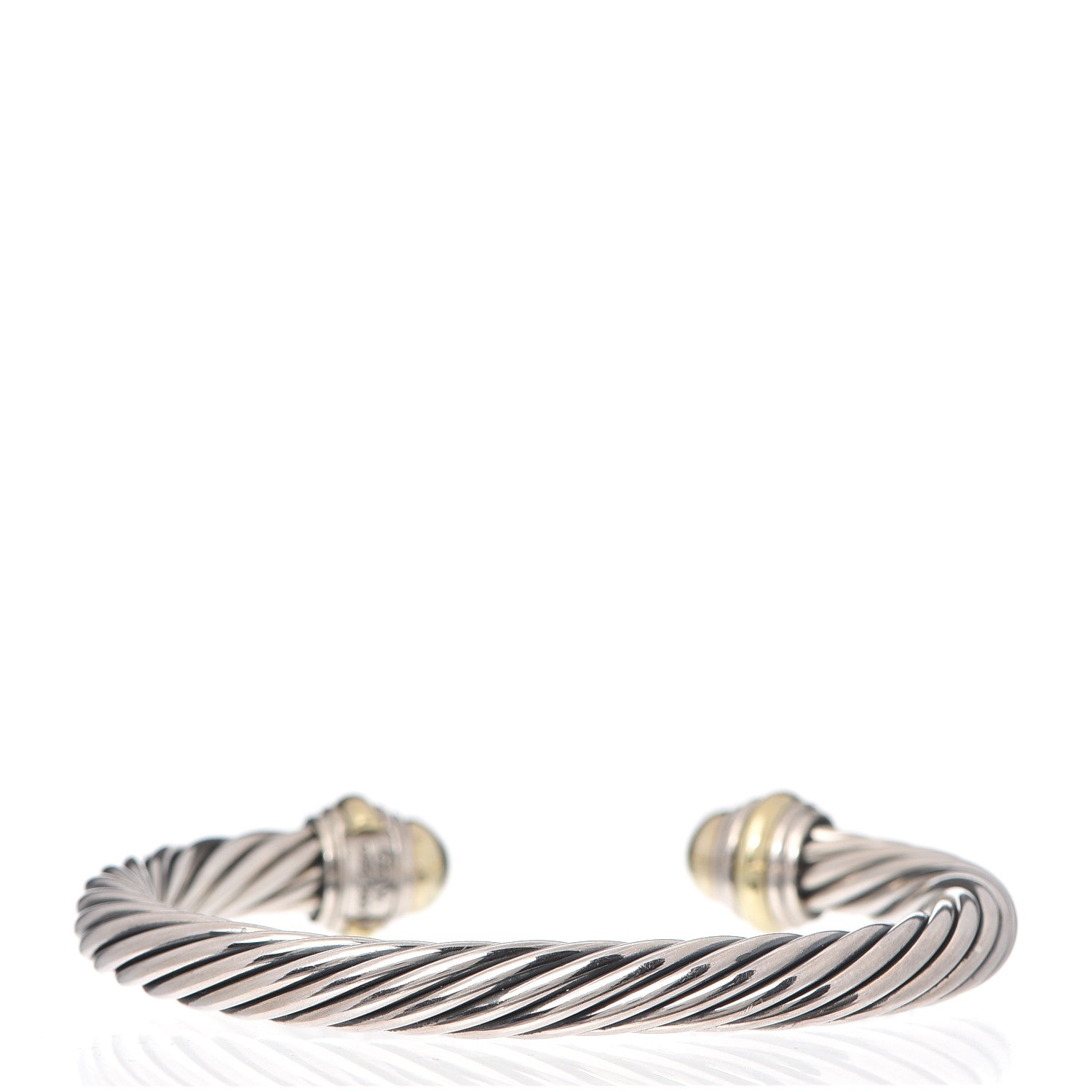 David Yurman Sterling Silver 14K Yellow Gold 7mm Cable Classics Bracelet 3 of 5