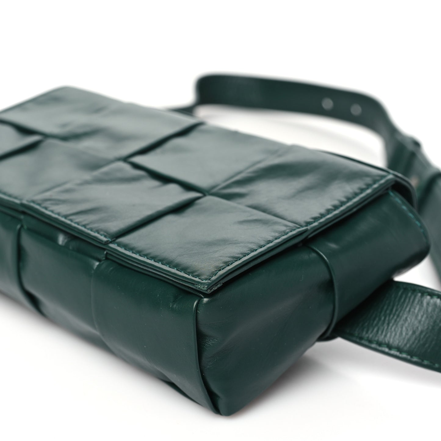 Paper Calfskin Intrecciato Cassette Belt Bag Raintree