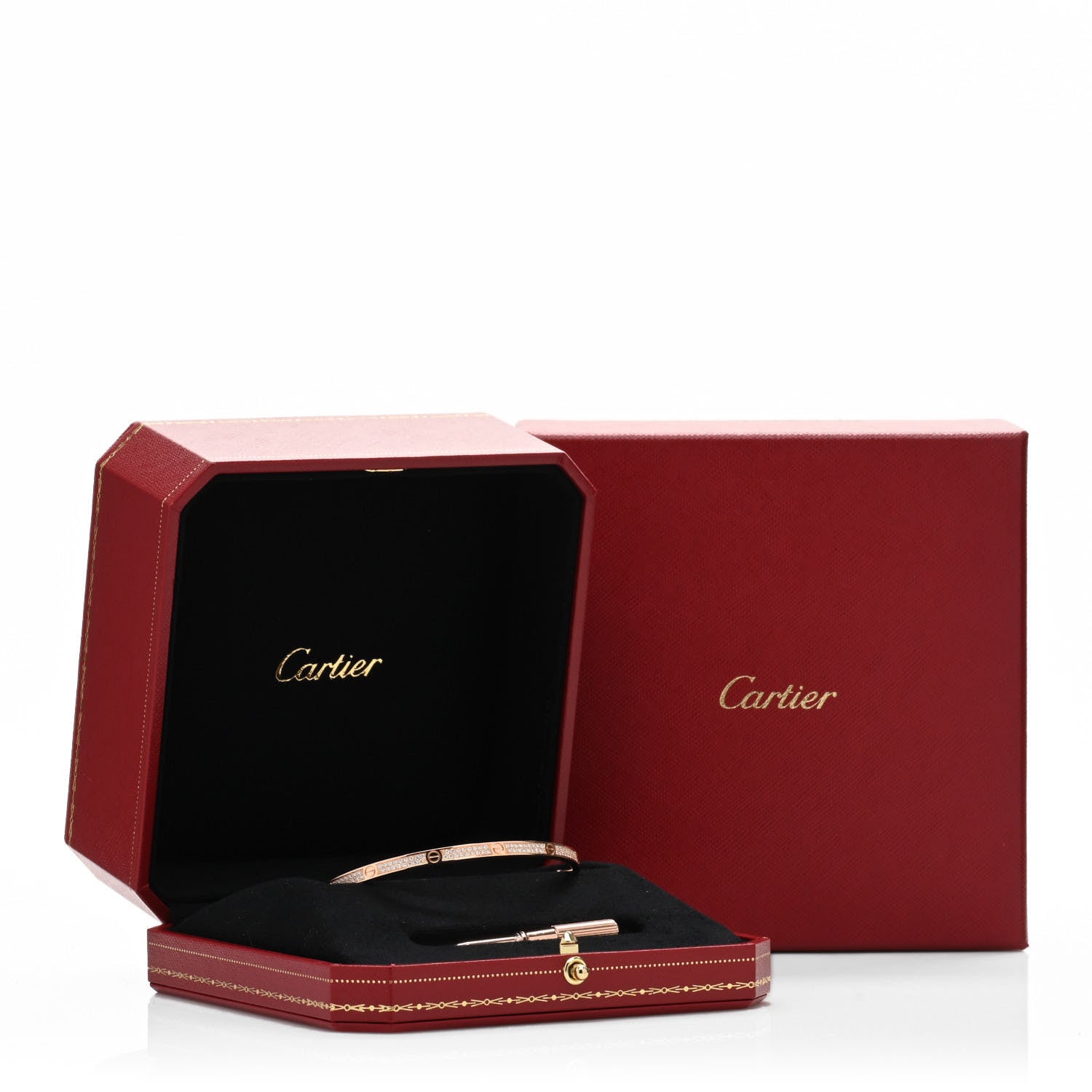 Cartier 18K Pink Gold Diamond Small LOVE Paved Bracelet 16 5 of 5