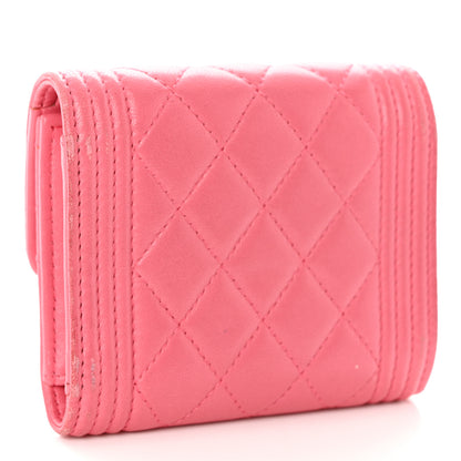 Chanel Lambskin Quilted Compact Boy Wallet Pink 3 of 10