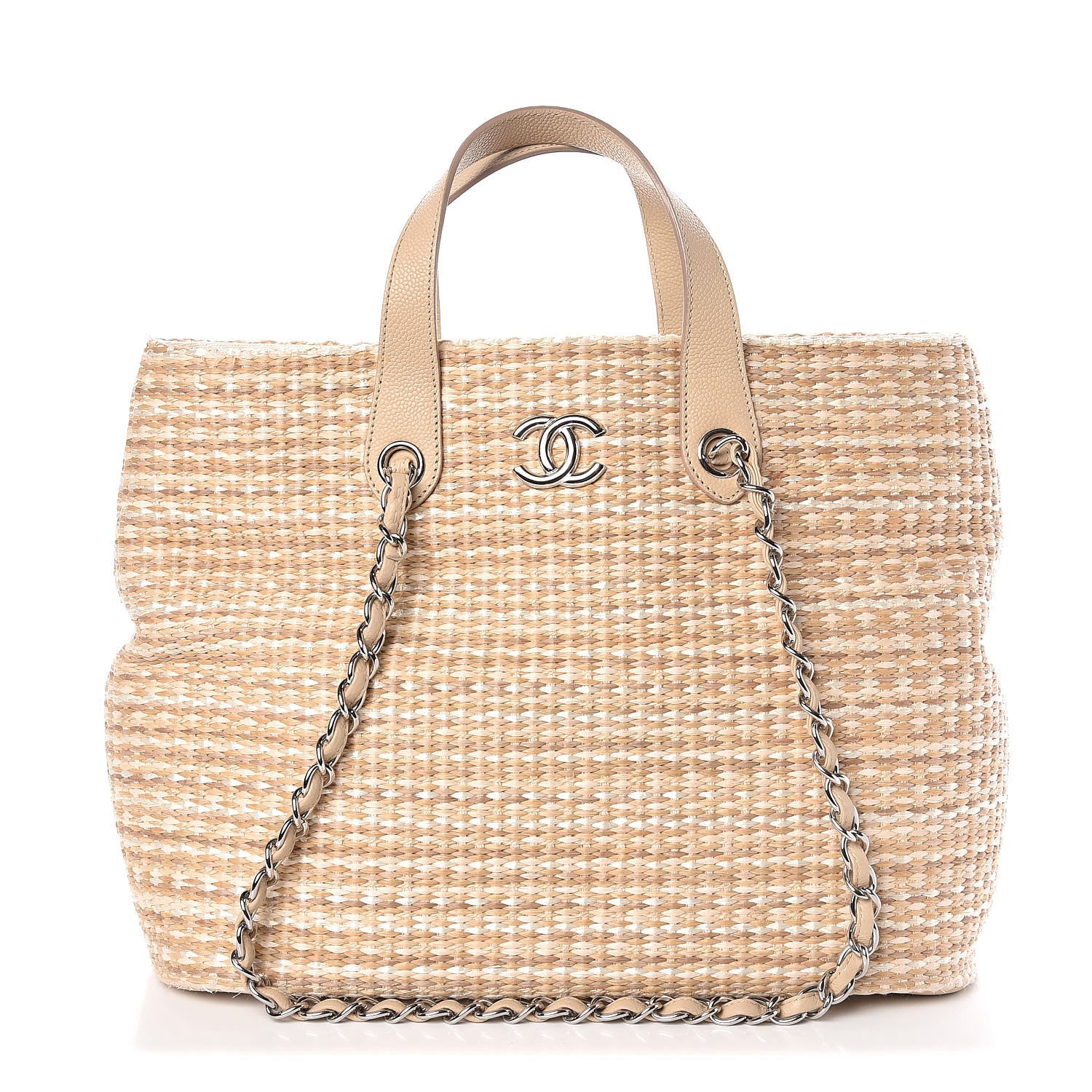 Chanel Woven Straw Tote Beige 1 of 9