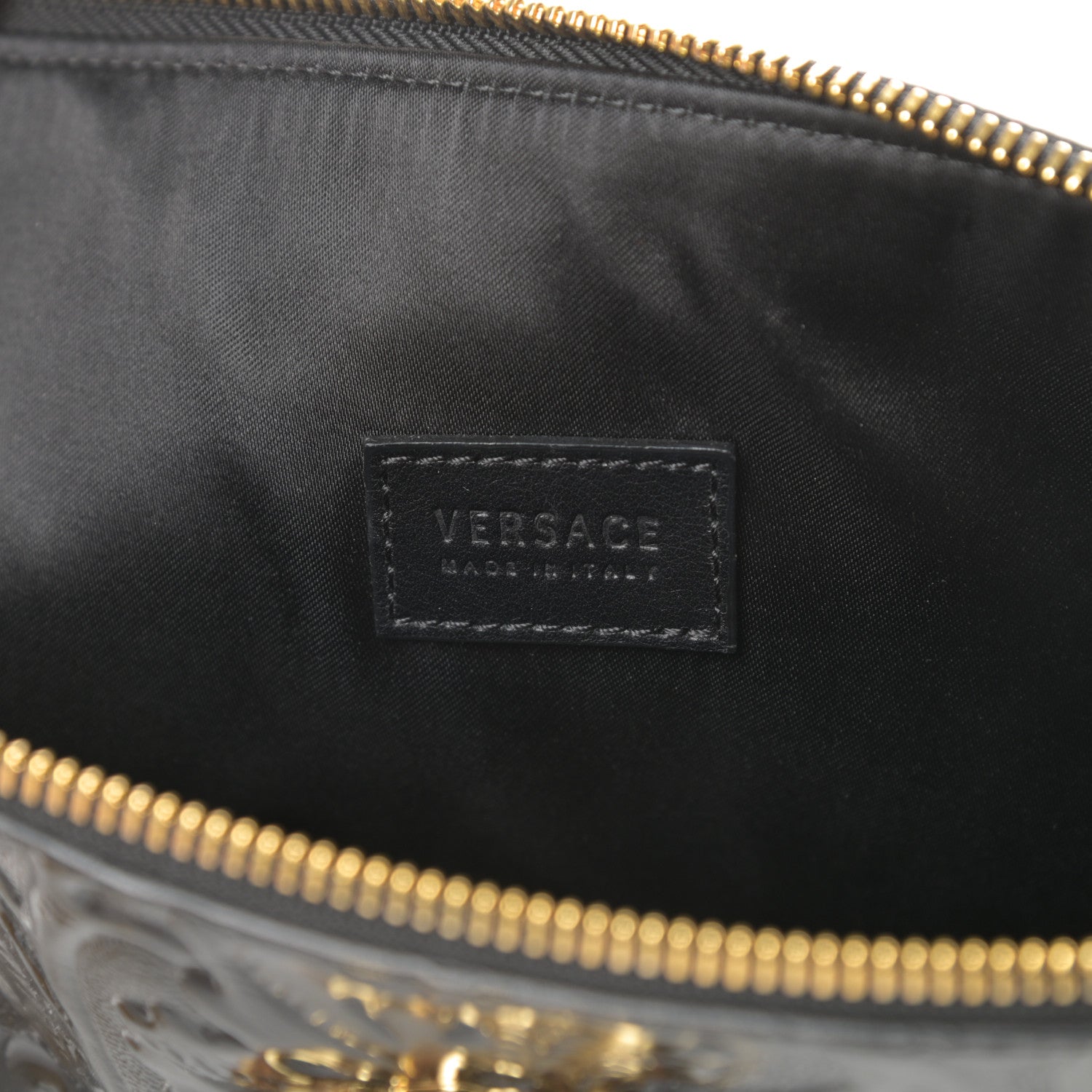 Versace Grained Calfskin Embossed Palazzo Medusa Chain Pouch Black 6 of 8