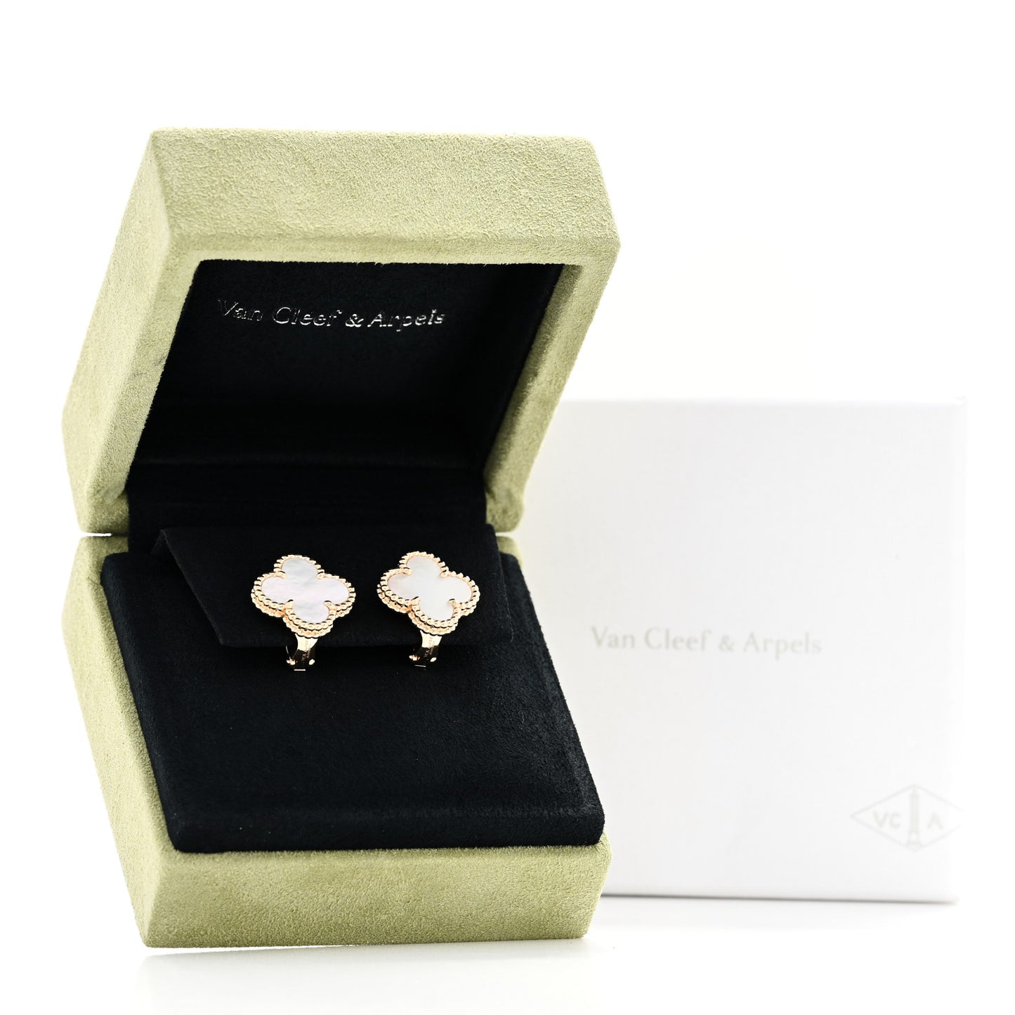 18K Yellow Gold Mother of Pearl Vintage Alhambra Earrings