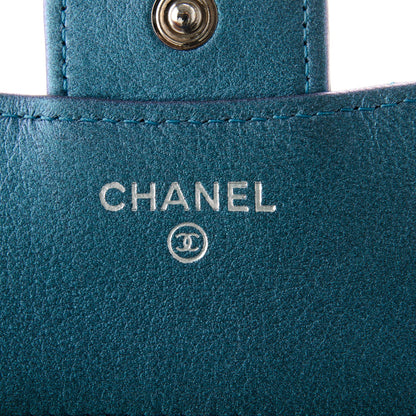 Chanel Metallic Lambskin Quilted Compact Flap Wallet Turquoise 6 of 9