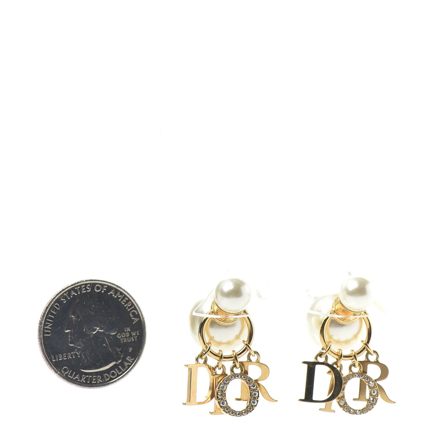 Pearl Crystal Tribal Logo Charms Earrings Gold
