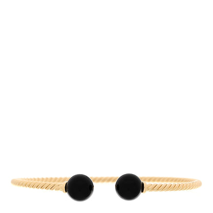 David Yurman 18K Yellow Gold Black Onyx 8.5mm Solari Bracelet 1 of 4
