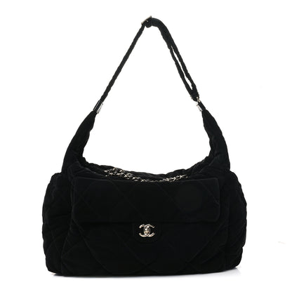 Chanel Nylon Velvet Effect Quilted Maxi Bowling Bag Black 1 of 10