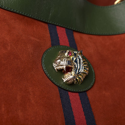 Gucci Suede Calfskin Large Rajah Chain Tote Brown Green 12 of 12