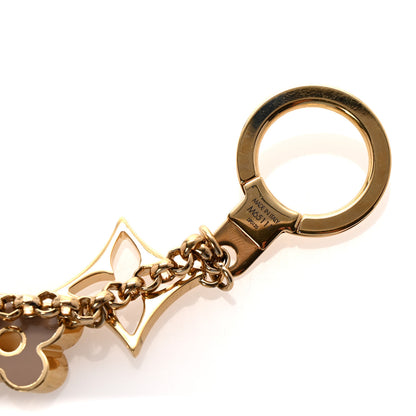 Louis Vuitton Brass Enamel Fleur De Monogram Bag Charm Chain Gold 4 of 4