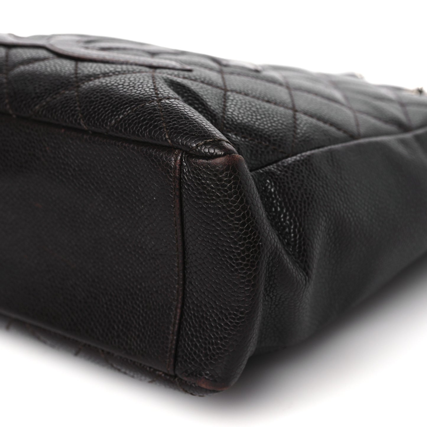 Caviar Quilted Petit Shopping Tote PST Dark Brown