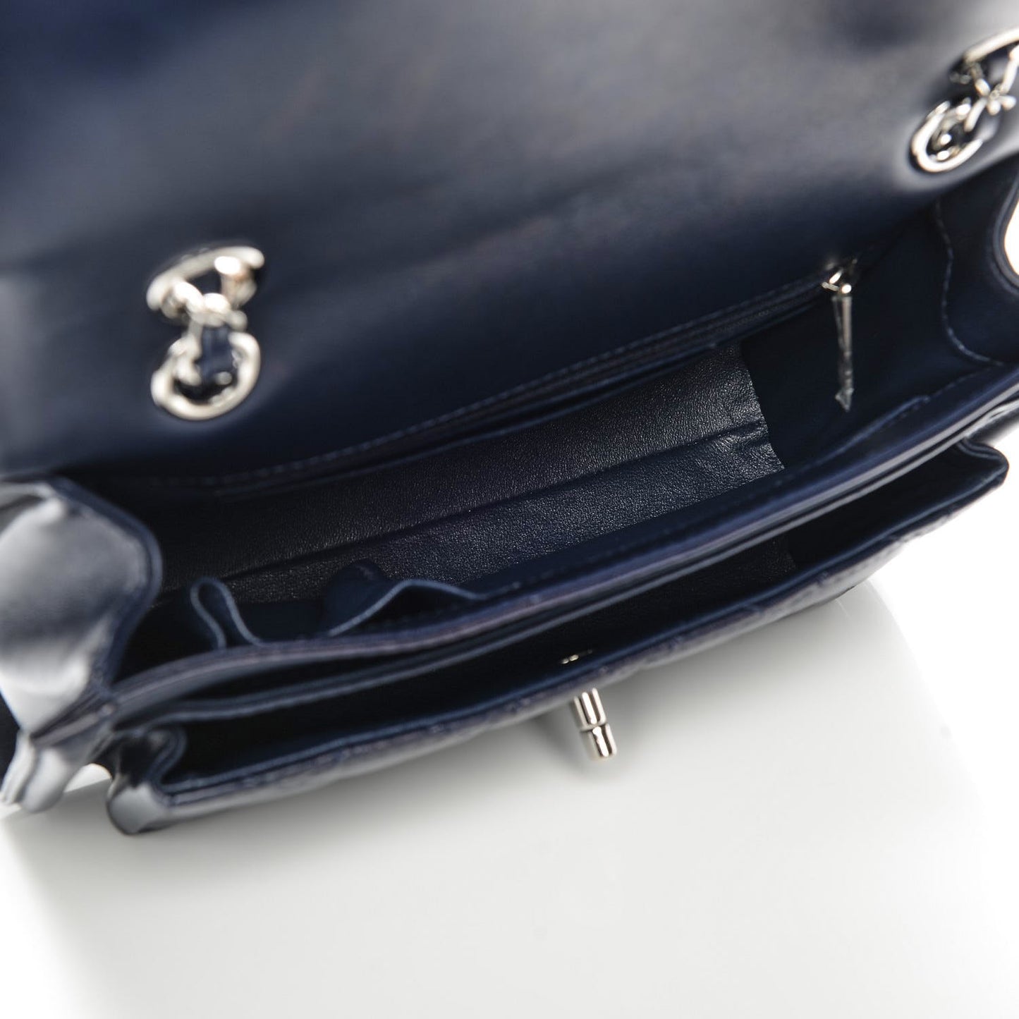 Lambskin Quilted Small Geometric Flap Navy