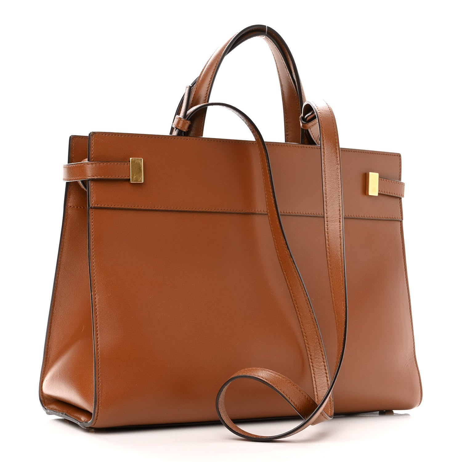 Saint Laurent Calfskin Small Manhattan Shopper Tote Brick Ebony Dark 3 of 11