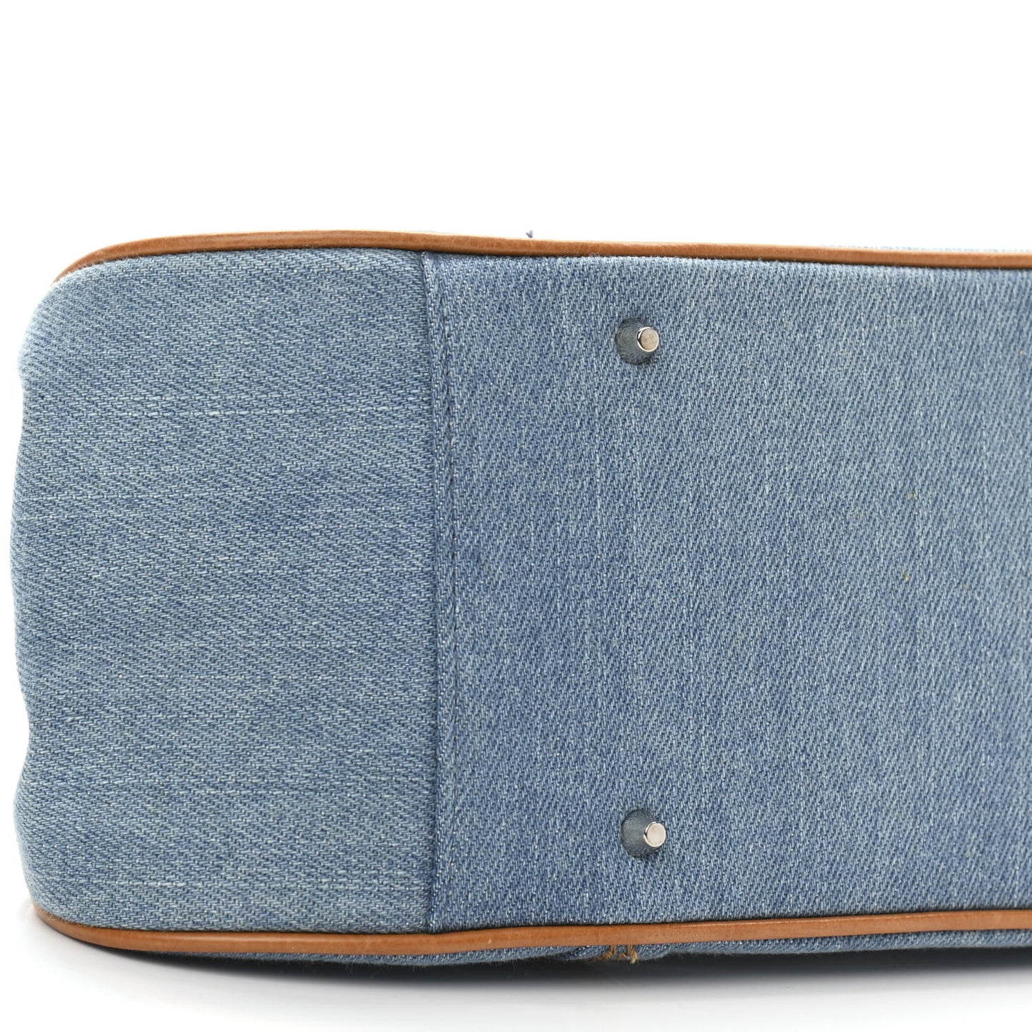 Denim Embroidered Satchel Blue