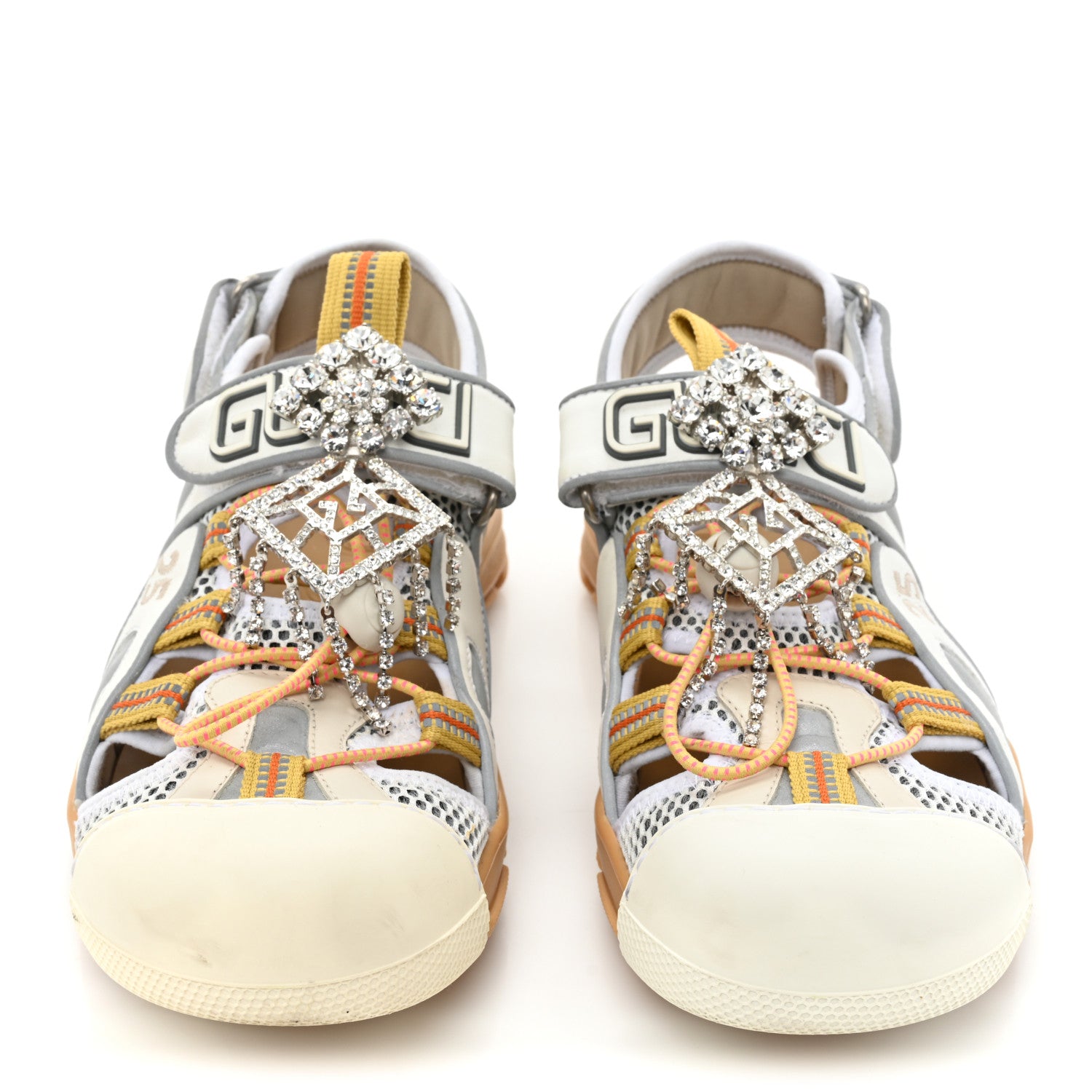 Gucci Mesh Fabric Tinsel Sport Sandals 39 White Silver 2 of 11