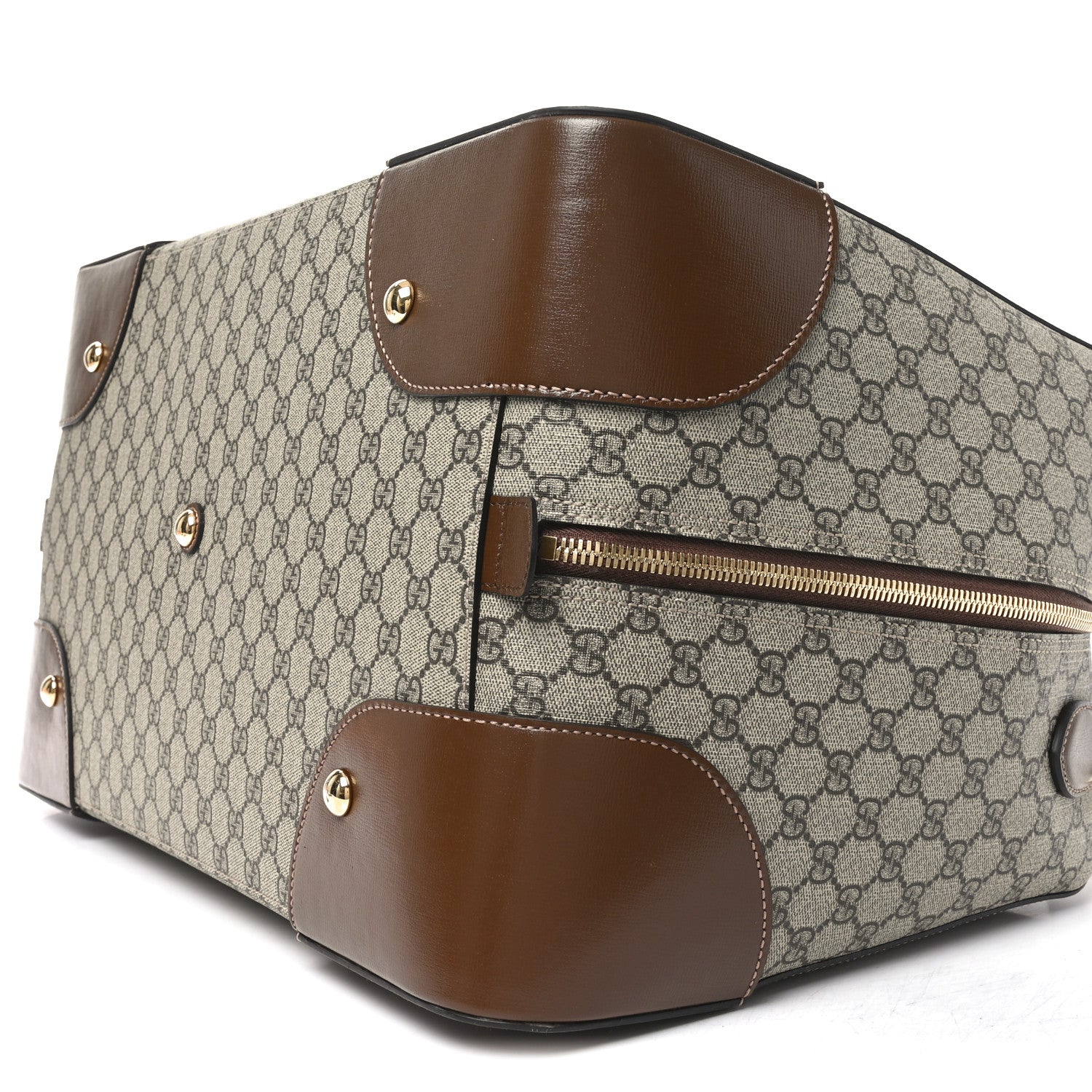 Gucci GG Supreme Monogram Azalea Calfskin Retro Interlocking G Large Duffle Bag Beige Ebony Brown Sugar 8 of 8