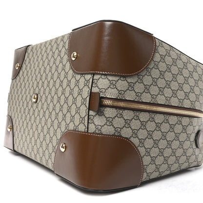 Gucci GG Supreme Monogram Azalea Calfskin Retro Interlocking G Large Duffle Bag Beige Ebony Brown Sugar 8 of 8