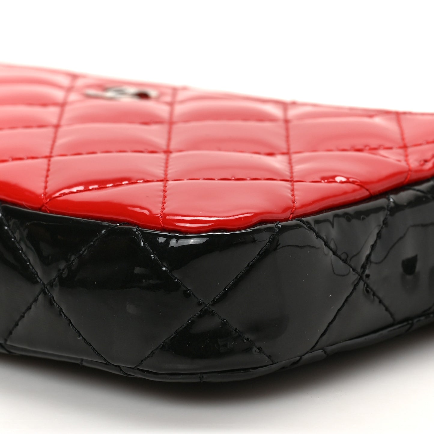 Patent Quilted Small Clutch With Chain Red Black