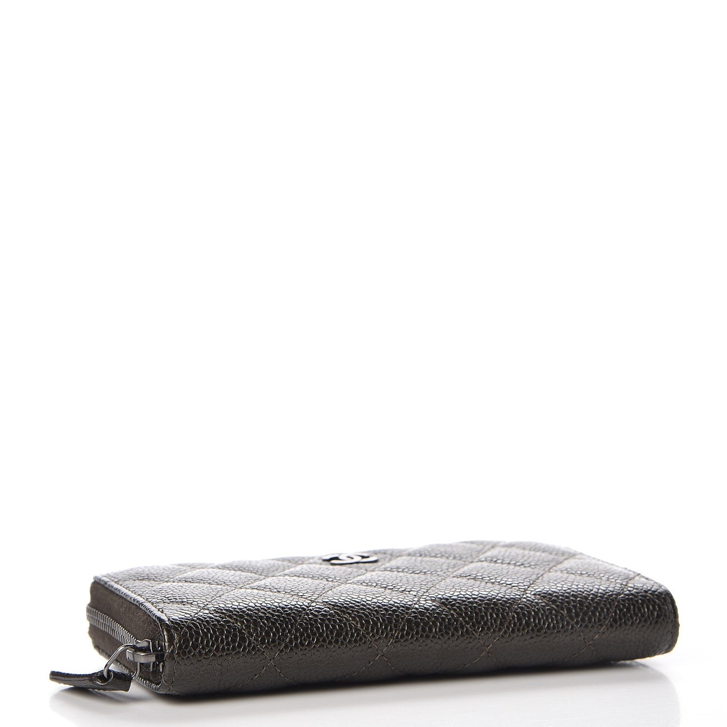 Caviar Quilted Small Zip Around Wallet Dark Charcoal
