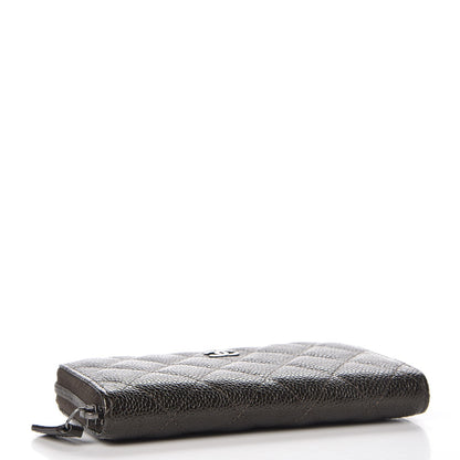Chanel Caviar Quilted Small Zip Around Wallet Dark Charcoal 4 of 9