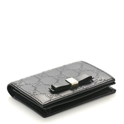 Gucci Guccissima Signature Bowy Card Case Wallet Black 4 of 9