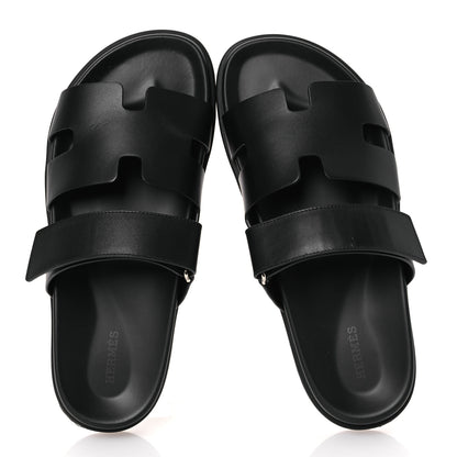 Hermes Calfskin Womens Chypre Sandals 41 Black 2 of 15