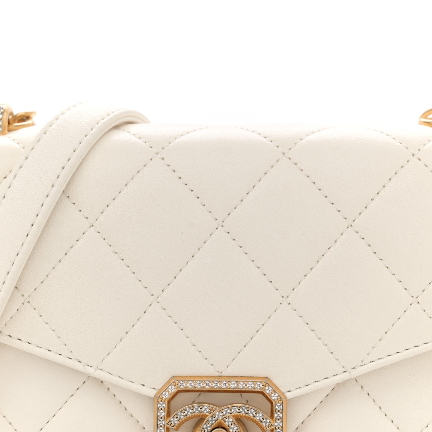Chanel Calfskin Strass Quilted Flap White 8 of 14
