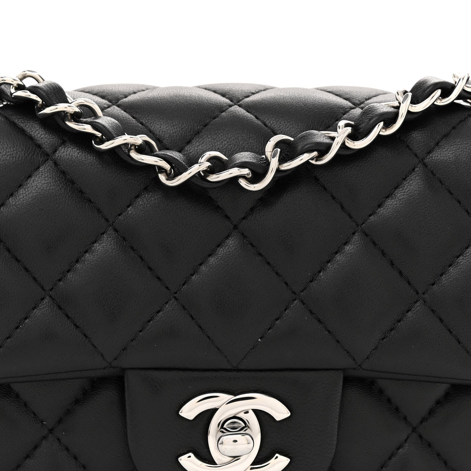 Chanel Lambskin Quilted Mini Rectangular Flap Black 8 of 10