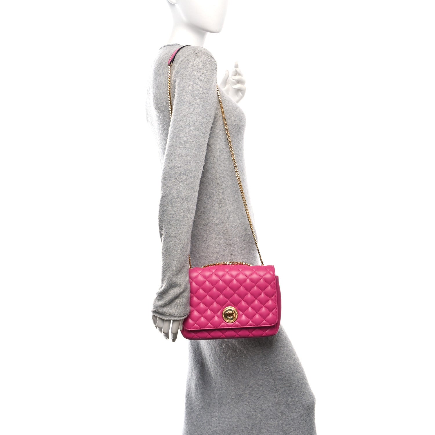 Versace Nappa Quilted Medusa Chain Crossbody Pink 2 of 9
