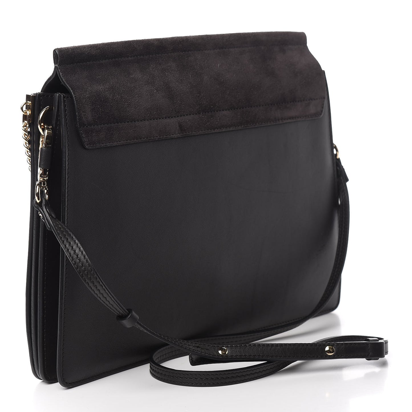 Calfskin Suede Medium Faye Shoulder Bag Carbon Grey