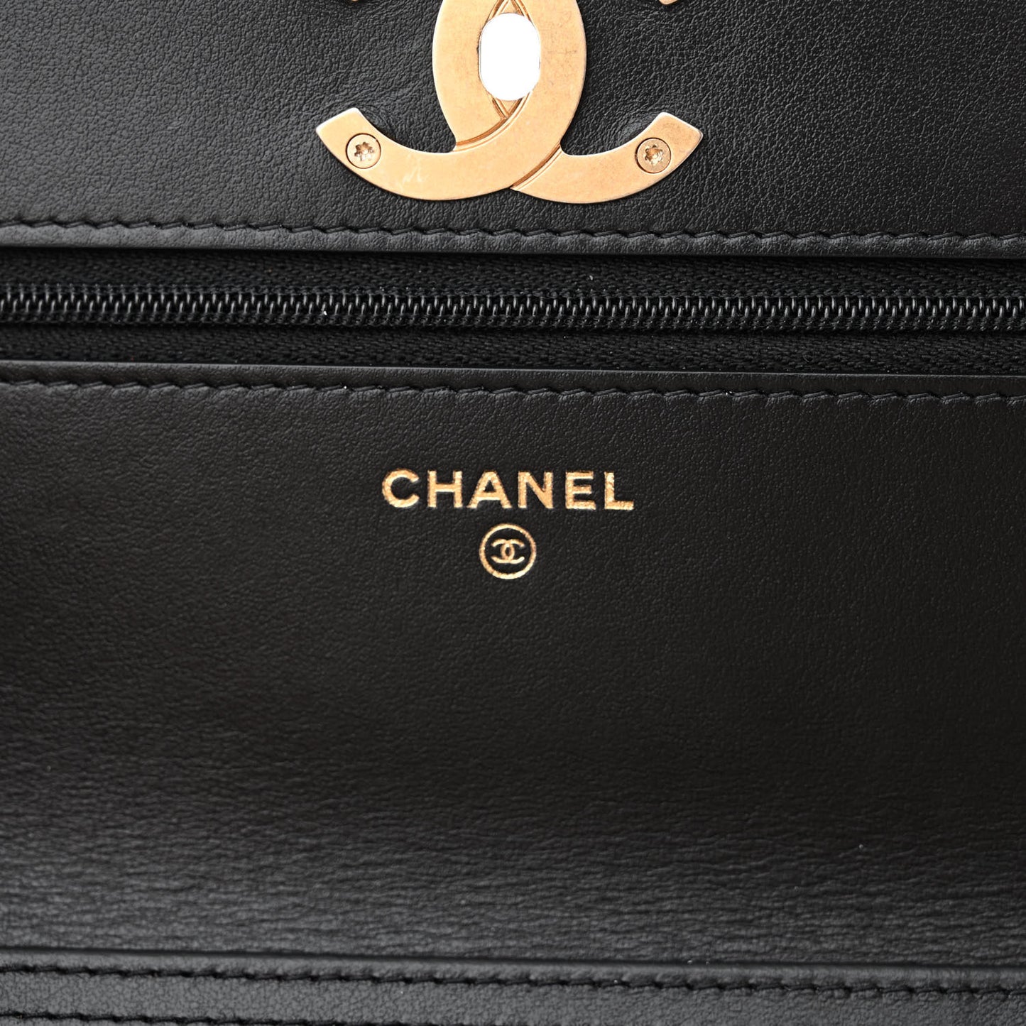Caviar Quilted Camellia Wallet On Chain WOC Black