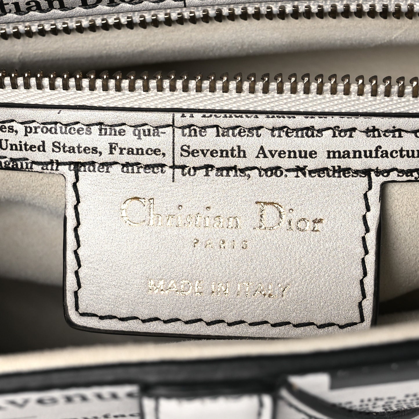 Calfskin Newspaper Printed Saddle Bag With Strap Black White