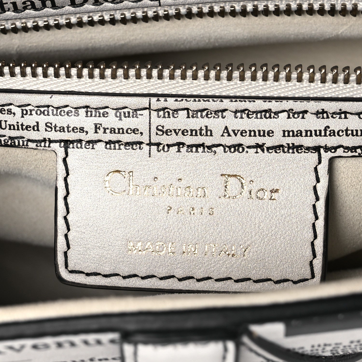 Christian Dior Calfskin Newspaper Printed Saddle Bag With Strap Black White 6 of 11