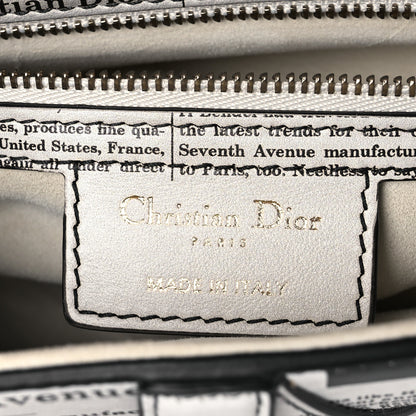 Christian Dior Calfskin Newspaper Printed Saddle Bag With Strap Black White 6 of 11