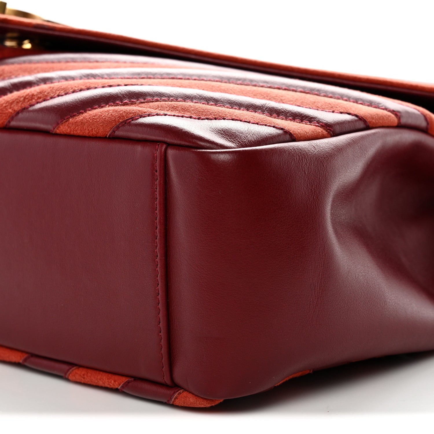 Saint Laurent Calfskin Suede Matelasse Chevron Large Monogram College Bag Burgundy 10 of 12