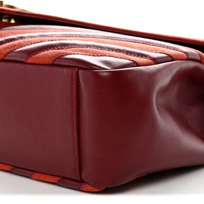 Saint Laurent Calfskin Suede Matelasse Chevron Large Monogram College Bag Burgundy 10 of 12