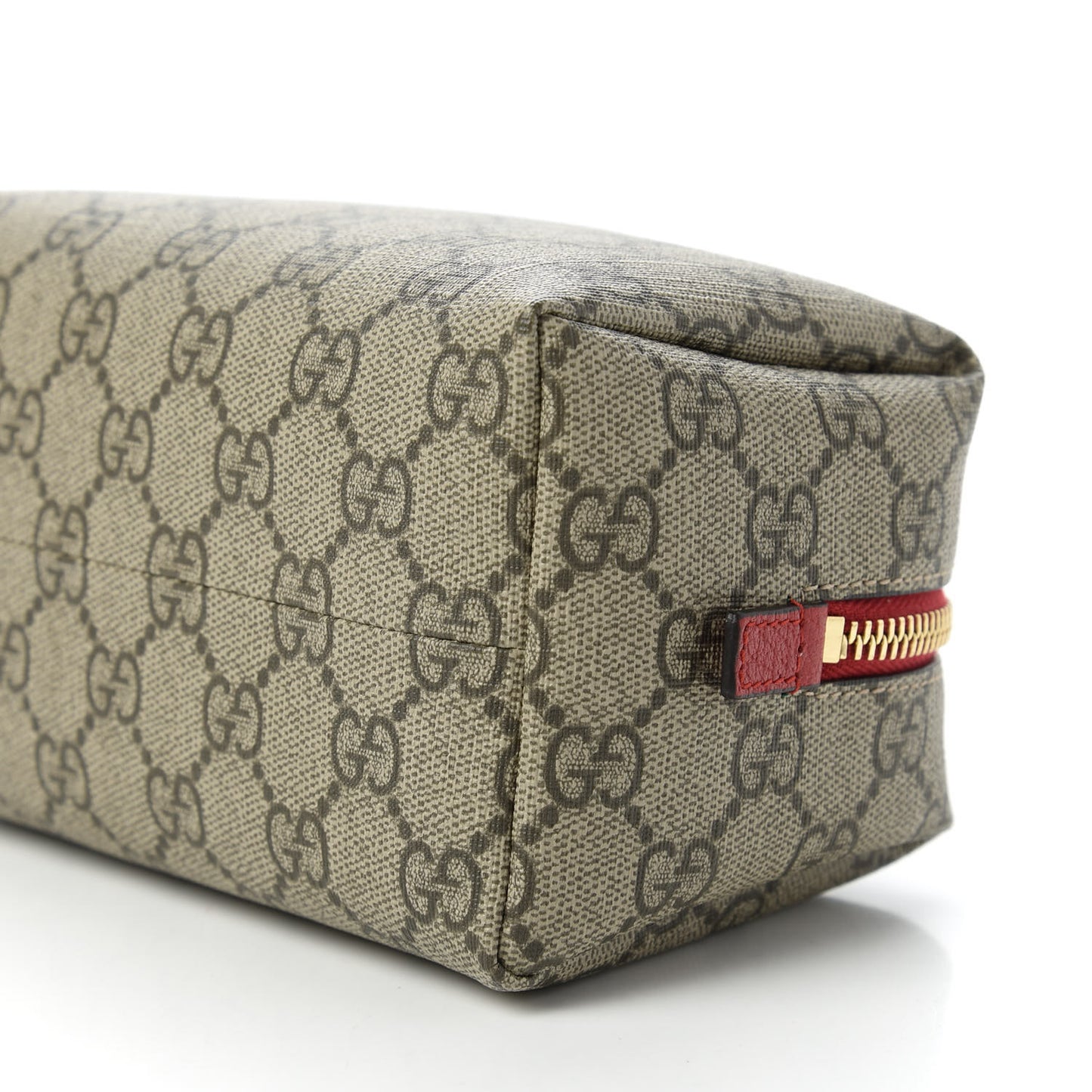 Soft GG Supreme Monogram Calfskin Medium Ophidia Cosmetic Case Beige Ebony Hibiscus Red
